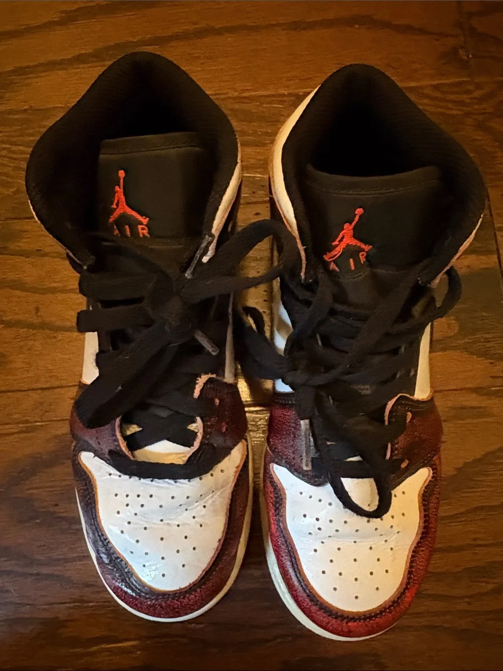 Jordan Kids Metallic Red, White & Black High-Top Sneakers
